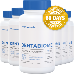 Overview diagram of how DentaBiome postbiotic tablet works in the mouth